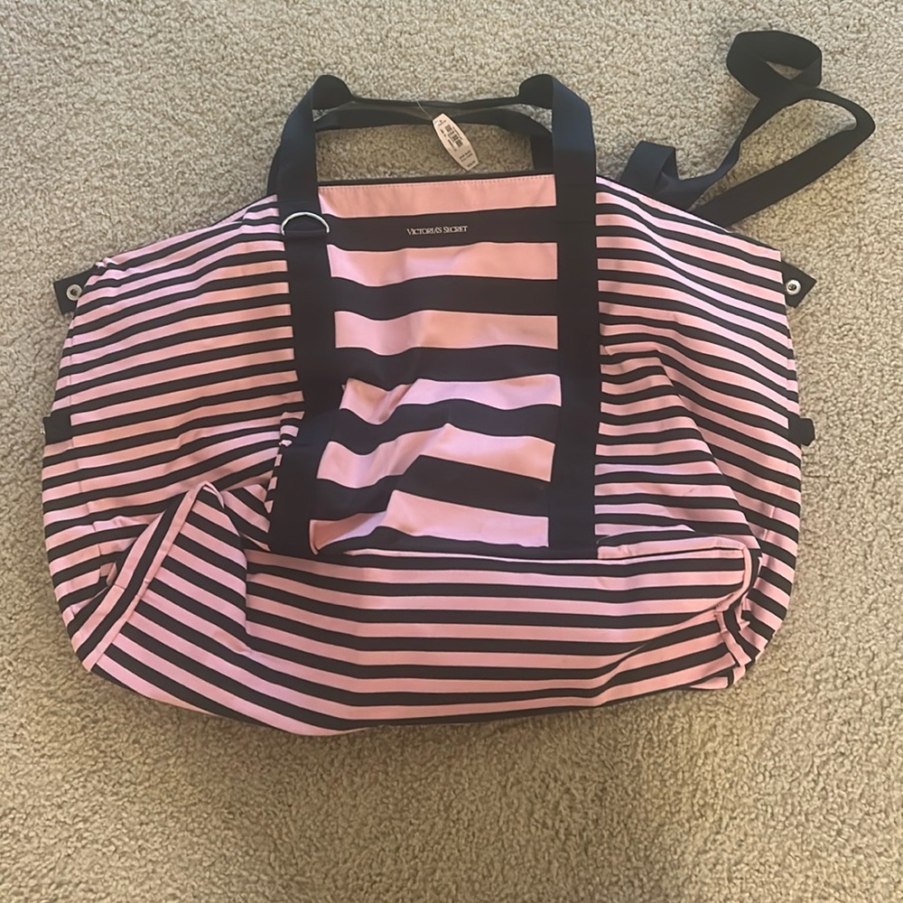 NEW Victoria’s Secret Vintage Black and Pink Overnight Tote Bag
